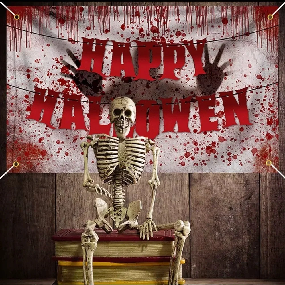 Bloody Halloween Banner Haunted House Wall Decoration Zombie Horror Party